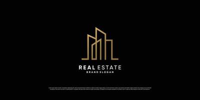 Creative golden real estate logo design Premium Vector