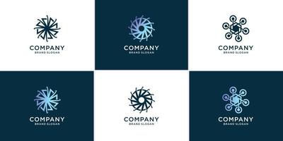 conjunto de resumen de logotipo de tecnología con vector premium de estilo moderno