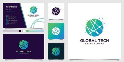 plantilla de logotipo de tecnología global con vector premium de concepto creativo moderno