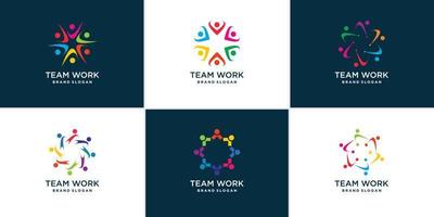 Team work logo collection with modern abstract concept Premium Vector