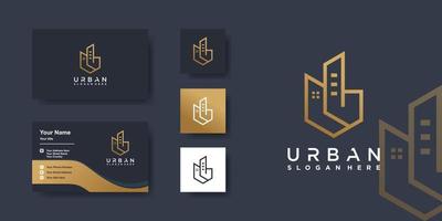 Building logo and business card design with unique concept Premium Vector