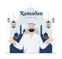 hombre en la ilustración del concepto de ramadán kareem vector