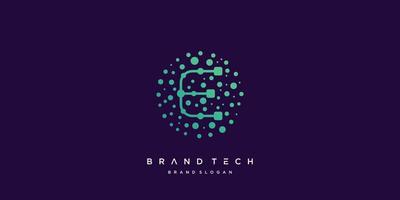 Tech logo E with creative molecule style vector part 3