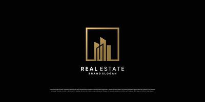 Golden real estate logo design vector