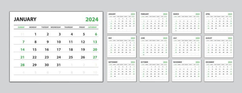 Calendar 2024 Vector Art, Icons, and Graphics for Free Download