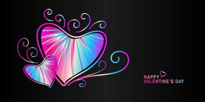 Pink heart retro style creative design for happy valentine's day banner. Valentine's day social banner, card, poster, backdrop, Valentine's day abstract background, heart with wings logo for t-shirt vector