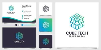 plantilla de logotipo de tecnología abstracta con vector premium de concepto de cubo