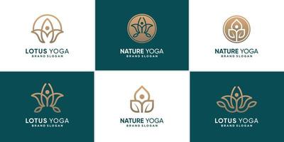 Nature yoga logo collection with unique concept Premium Vector