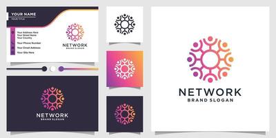 Abstract people logo with network comunity concept Premium Vector