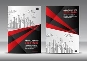 Annual report cover design template vector Creative idea, Brochure cover template red and black background.