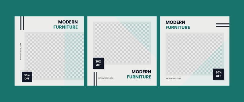 Set of Modern furniture sale social media post banner template