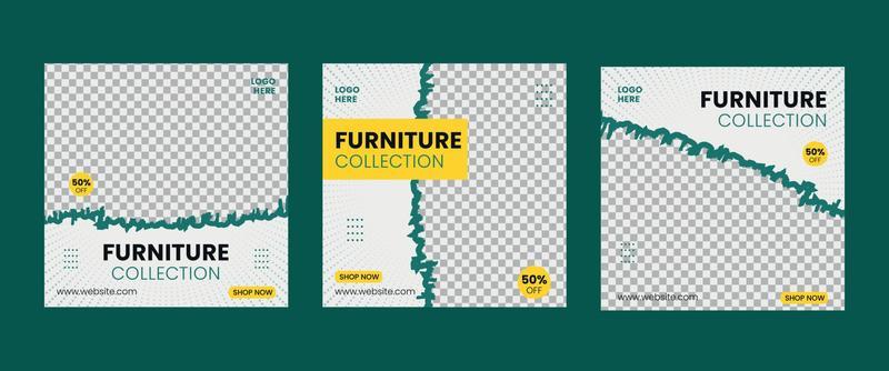 Set of Modern furniture sale social media post banner template