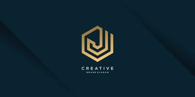 Golden J letter logo template with creative concept and modern unique style part 9 vector