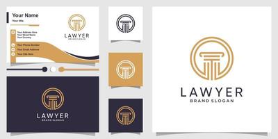 Lawyer logo abstract with creative concept and business card design Premium Vector
