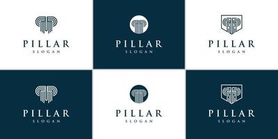Set of pillar logo template with creative line art concept
