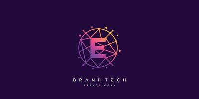 Tech logo E with creative molecule style vector part 5