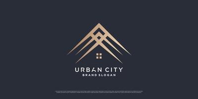 concepto de logotipo de ciudad urbana con vector premium de lujo