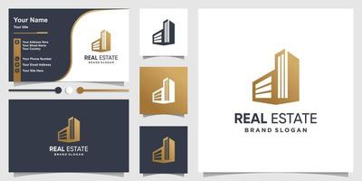 logotipo de bienes raíces y diseño de tarjeta de negocios con vector premium de concepto simple creativo