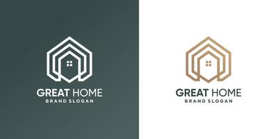 logotipo de la casa con estilo de arte de línea de geometría moderna vector premium parte 2