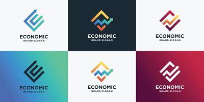 set of economic logo collection with a unique arrow concept Premium Vector