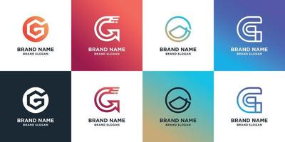 set of letter G logo collection with creative element concept Premium Vector