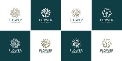 Flower logo collection with creative unique concept Premium Vector