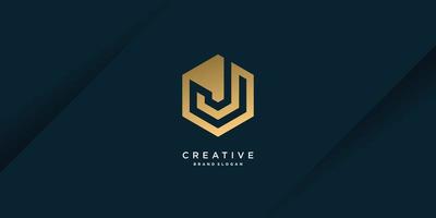 Golden J letter logo template with creative concept and modern unique style part 5 vector