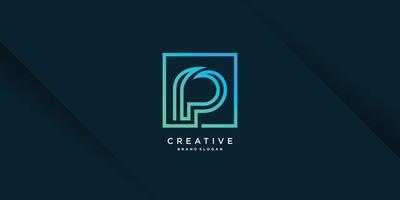 Modern creative P logo template with unique style, technology, computer, data, part 8 vector