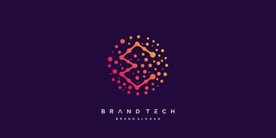 Tech logo E with creative molecule style vector part 1