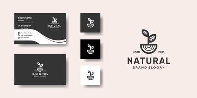 plantilla de logotipo natural con concepto único y diseño de tarjeta de visita vector premium