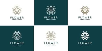 Flower logo collection with creative style concept Premium Vector