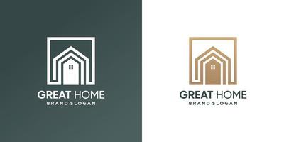 logotipo de la casa con estilo de arte de línea de geometría moderna vector premium parte 3