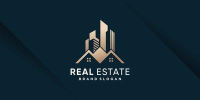 plantilla de logotipo inmobiliario con vector premium de estilo creativo dorado parte 1