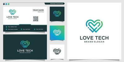Love tech logo template with creative modern concept Premium Vector
