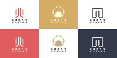 vector premium de colección de logotipo de ciudad urbana