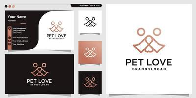 resumen de logotipo de amor de mascota con vector premium de concepto de línea de amor