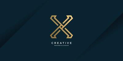 plantilla de diseño de logotipo de letra x con concepto de arte de línea dorada vector premium parte 5