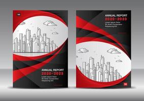 Annual report cover design template vector Creative idea, Brochure cover template red and black background.