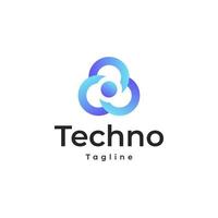 technology modern line outline gradient colorful logo vector