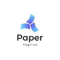 rotating three paper logo with blue gradient color style vector