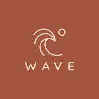 Ocean Sun Wave hand drawn line outline Logo Design Template