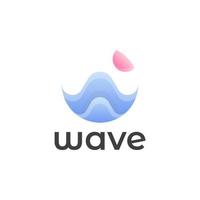 Ocean Sun Wave 3d gradient Logo Design Template vector