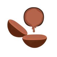 Vector illustration of the process of making Brown Sugar or Palm Sugar or Java Sugar. Liquid palm sugar is poured from the coconut shell. With a white background. Perfect for candy sachet icons.