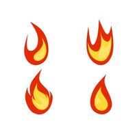 ilustración gráfica vectorial de fuego. una colección de plantillas de imagen de icono de fuego en cuatro formas. sobre un fondo blanco. ideal para logotipos web, portadas de libros y animaciones de juegos. vector