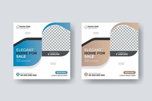 Real estate social media post square flyer template design vector