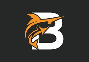 Letter B Monogram design fish icon vector simple and modern logo