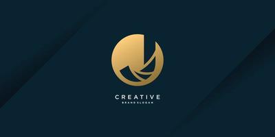 Golden J letter logo template with creative concept and modern unique style part 1 vector