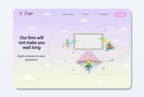 Home page of the site quick answer. Feedback. Vector. Fast message delivery. Web page template. vector