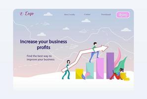 Home page website business performance improvement. Success and performance improvement. Web page template. Vector