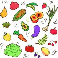 conjunto de frutas y verduras de colores